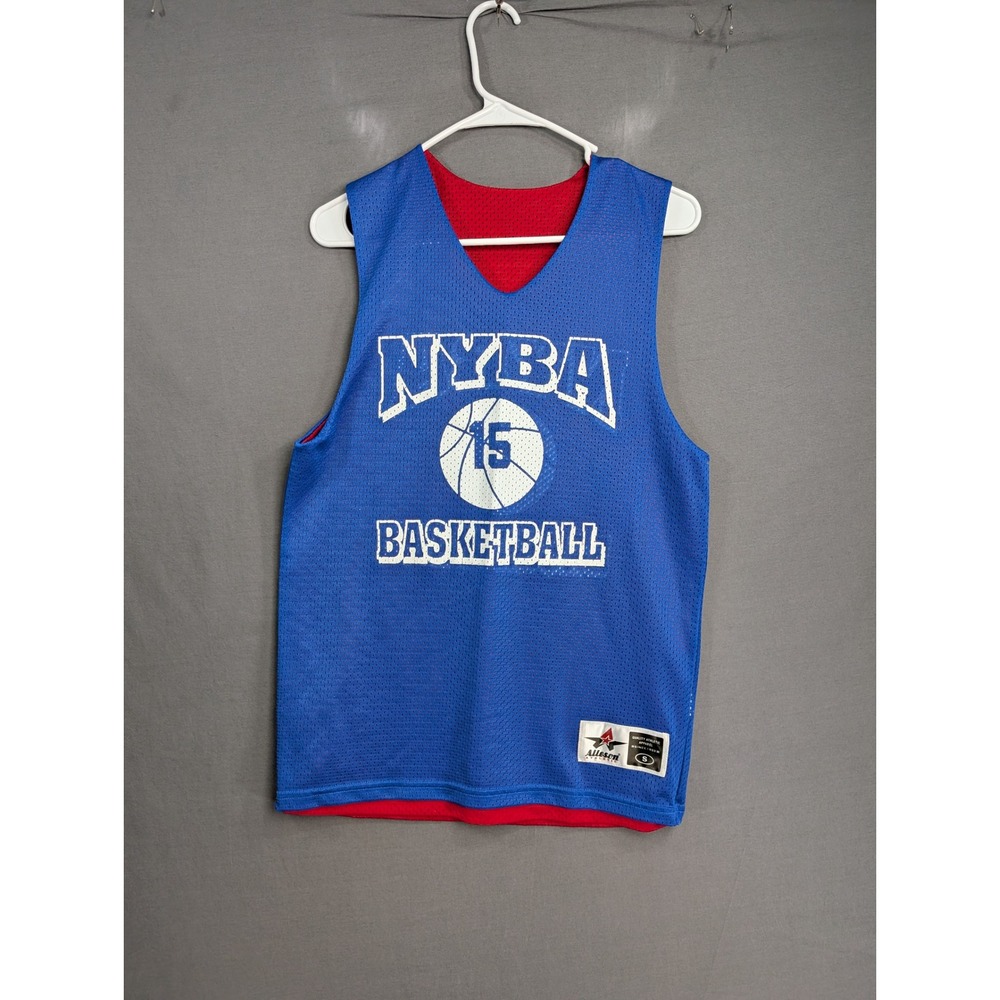 Alleson Athletic NYBA Basketball Jersey Blue Red Reversible Small #15